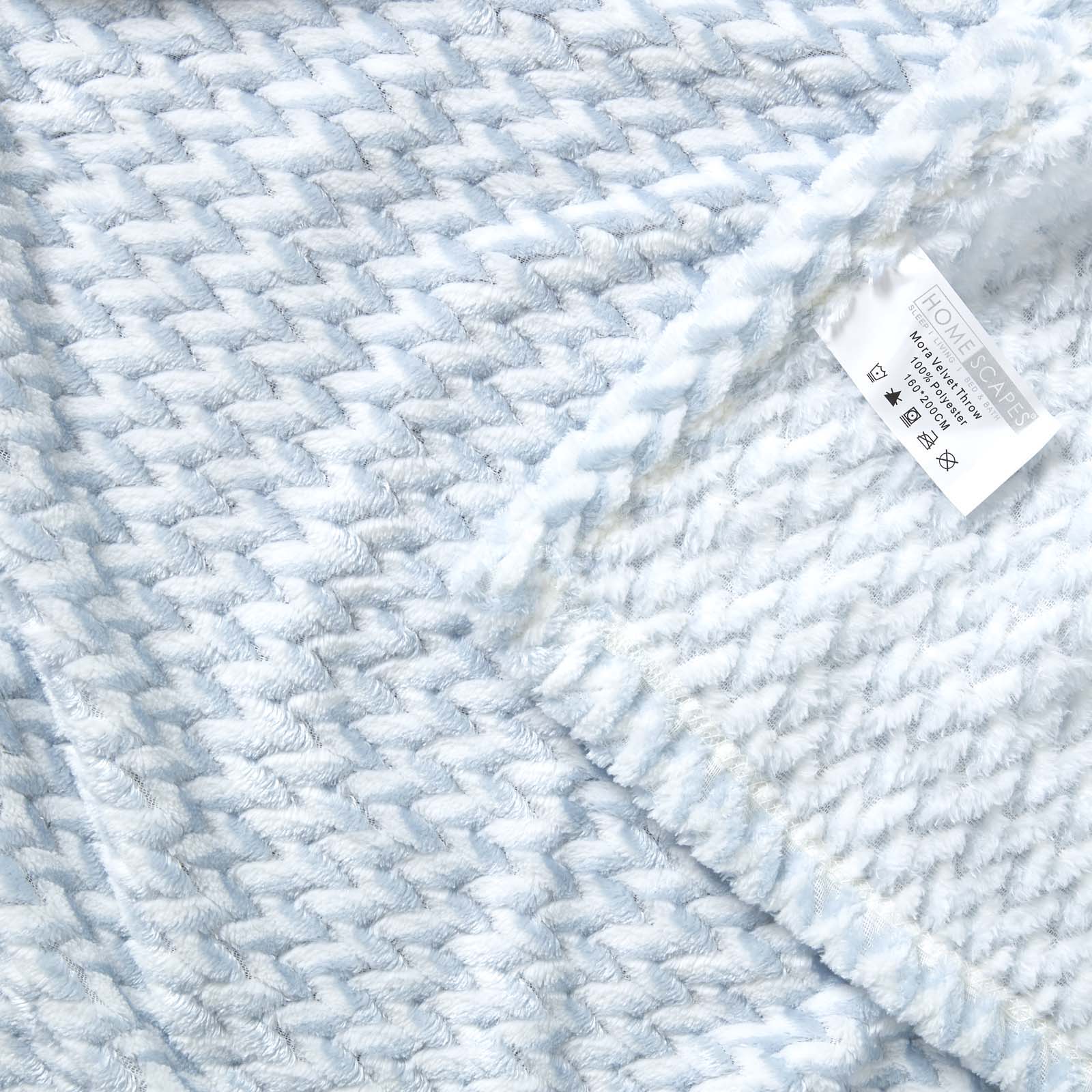 Mora Faux Fur Velvet Throw | 130cm x 160cm | Light Blue
