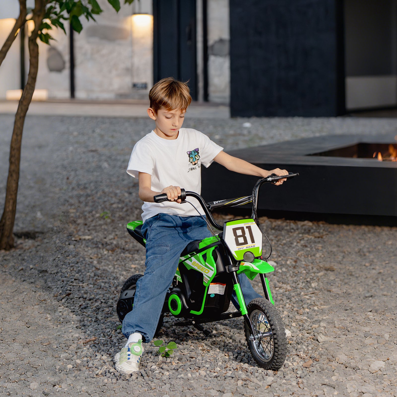 24v Battery Powered Ride On Motorcycle With Rear Suspension | Green