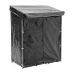 Firewood Rack With Rain Cover Outdoor Galvanised Steel Storage | Small | Black
