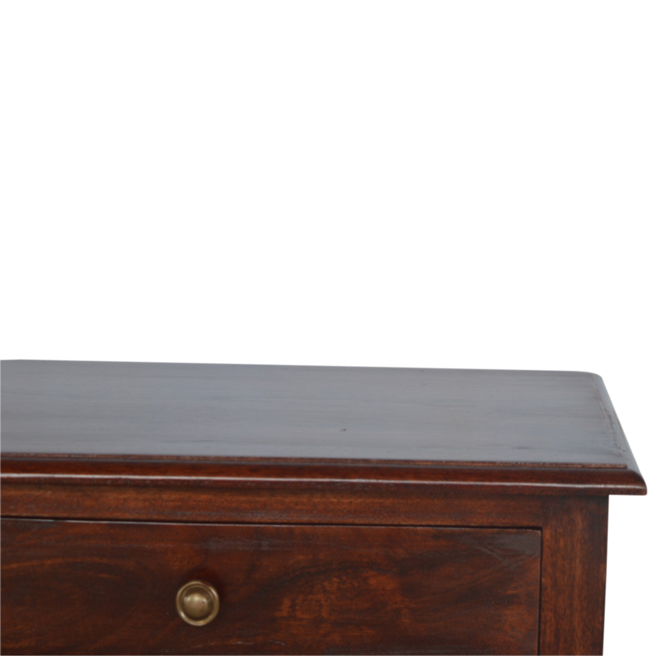 Solid Wood Turned Occasional Table, 1 Drawer and 2 Open Shelves, Dark Brown