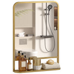 HOMCOM Rectangle Wall Mirror With Shelf 70 X 50 Cm, For Living Room, Bedroom