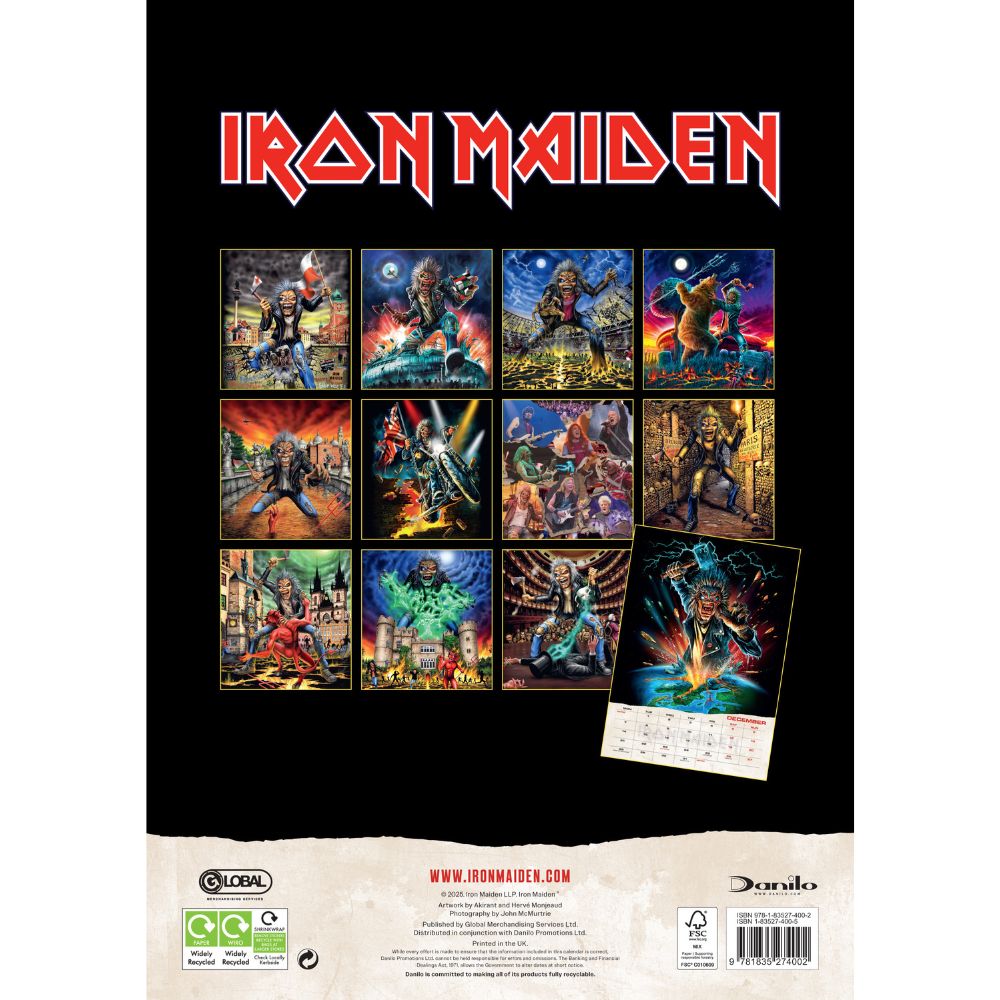 Iron Maiden 2026 Calendar, A3, Official Product