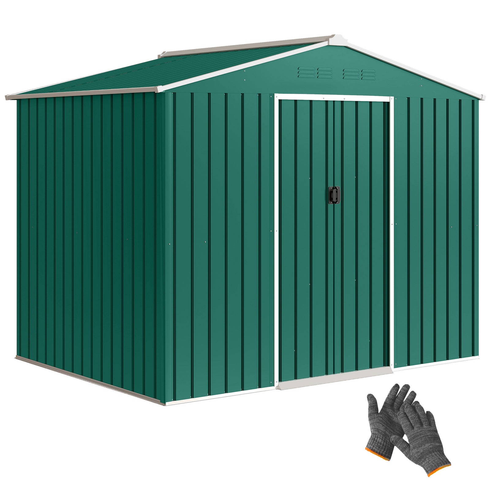 8 X 6ft Garden Storage Shed With Double Door | Green