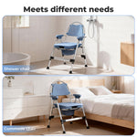 Commode Chair For Bedroom Folding Adjustable Bedside Toilet Shower Chair | Blue