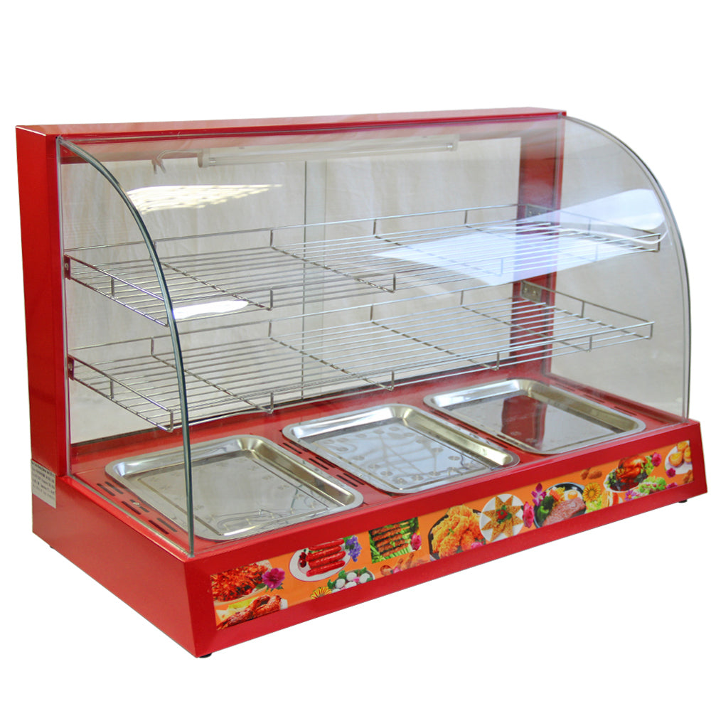 Wide Glass Food Warmer | 90cm | Red