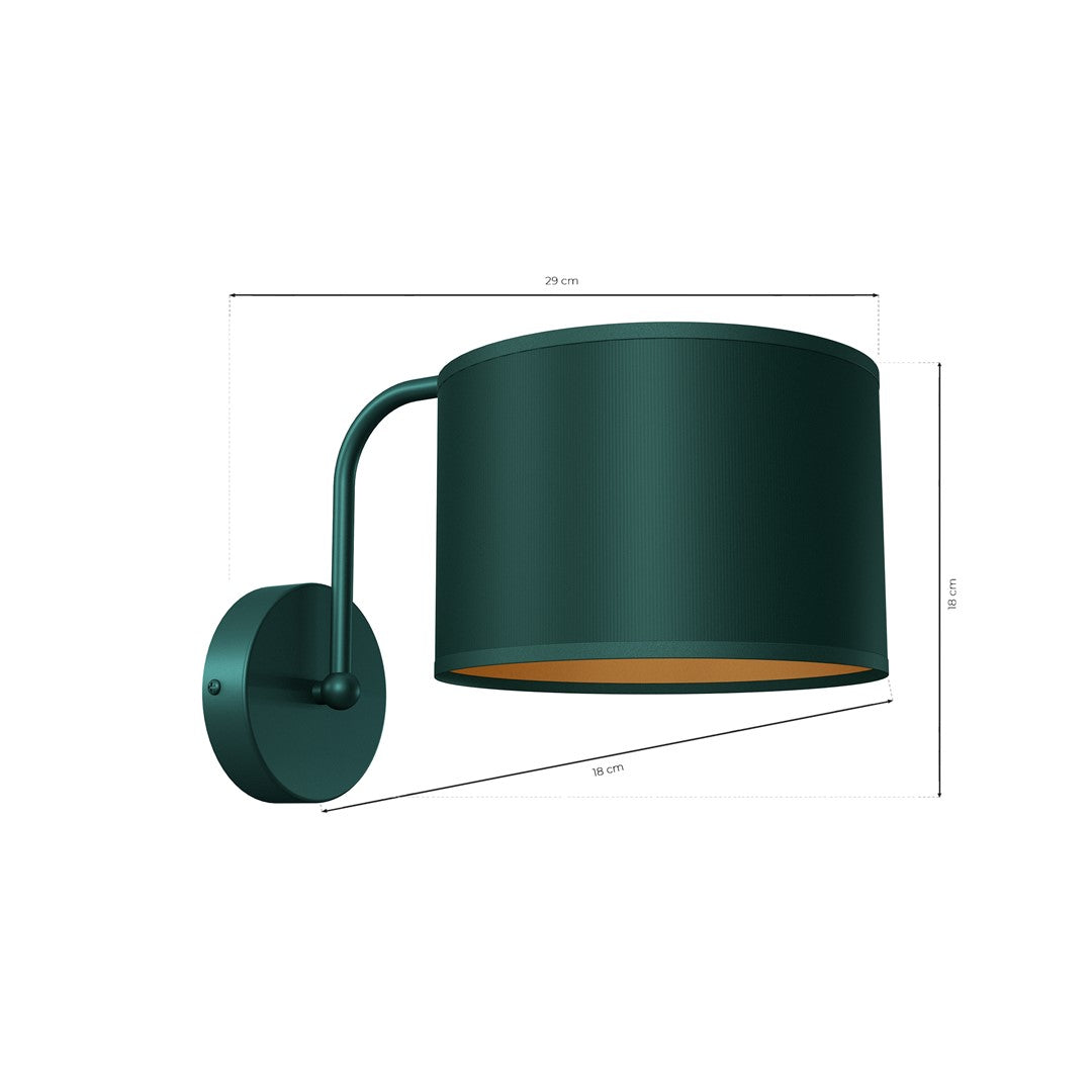 Verde Hand Made Scandi Style Wall Lamp In A Rich Green Finish With Gold Accents Holds 1xe27 Led Bulb