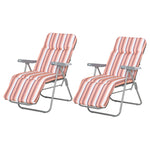Set Of 2 Adjustable Sun Lounger Recliner Reclining Seat | Orange