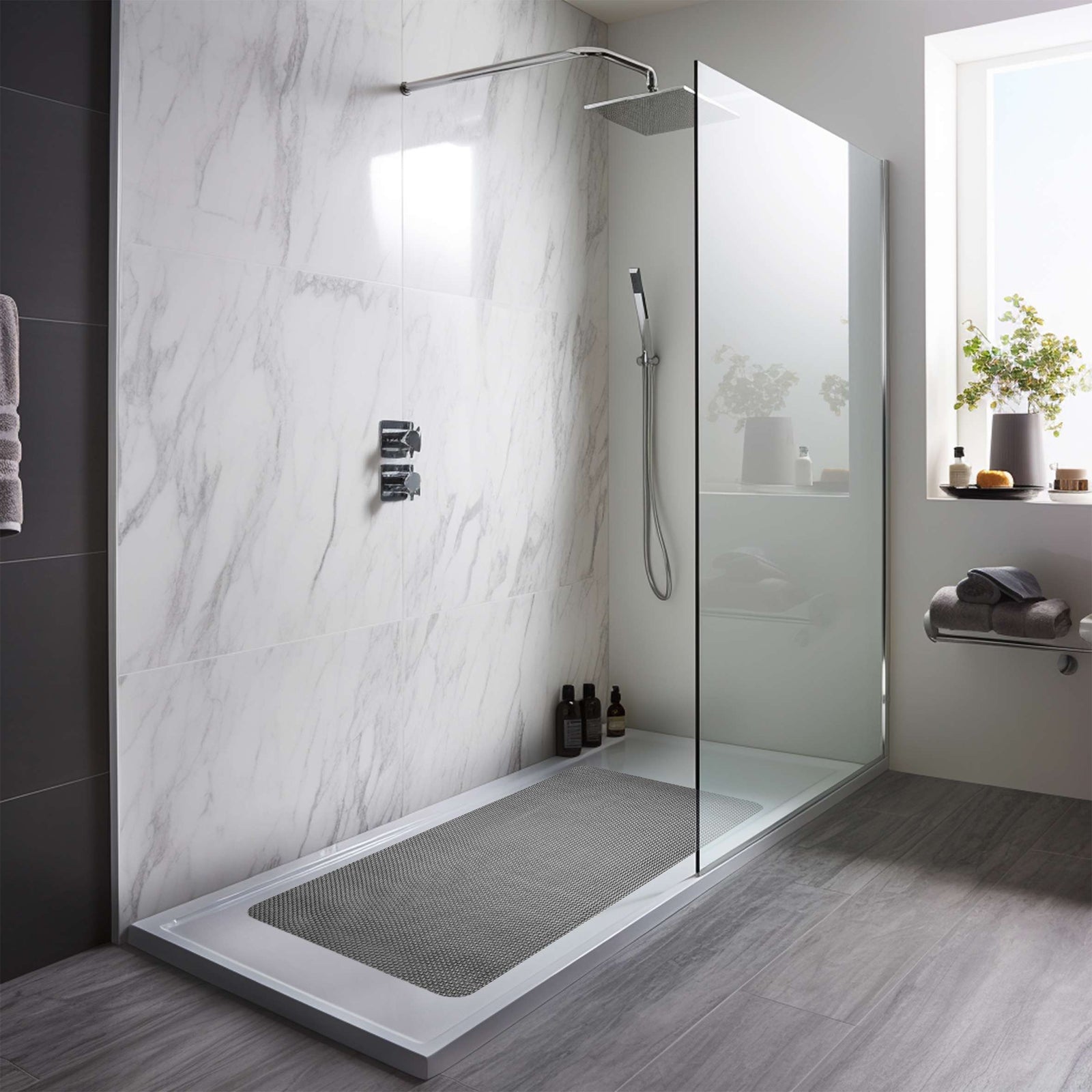 Reversible Pvc Shower Mat In Dual-colour | 40 x 60cm | Brown & Grey