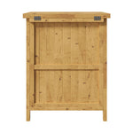 Natural Wood Color Fir Wood Storage Cabinet With Top Lid & Front Door, 2 Wooden Handles
