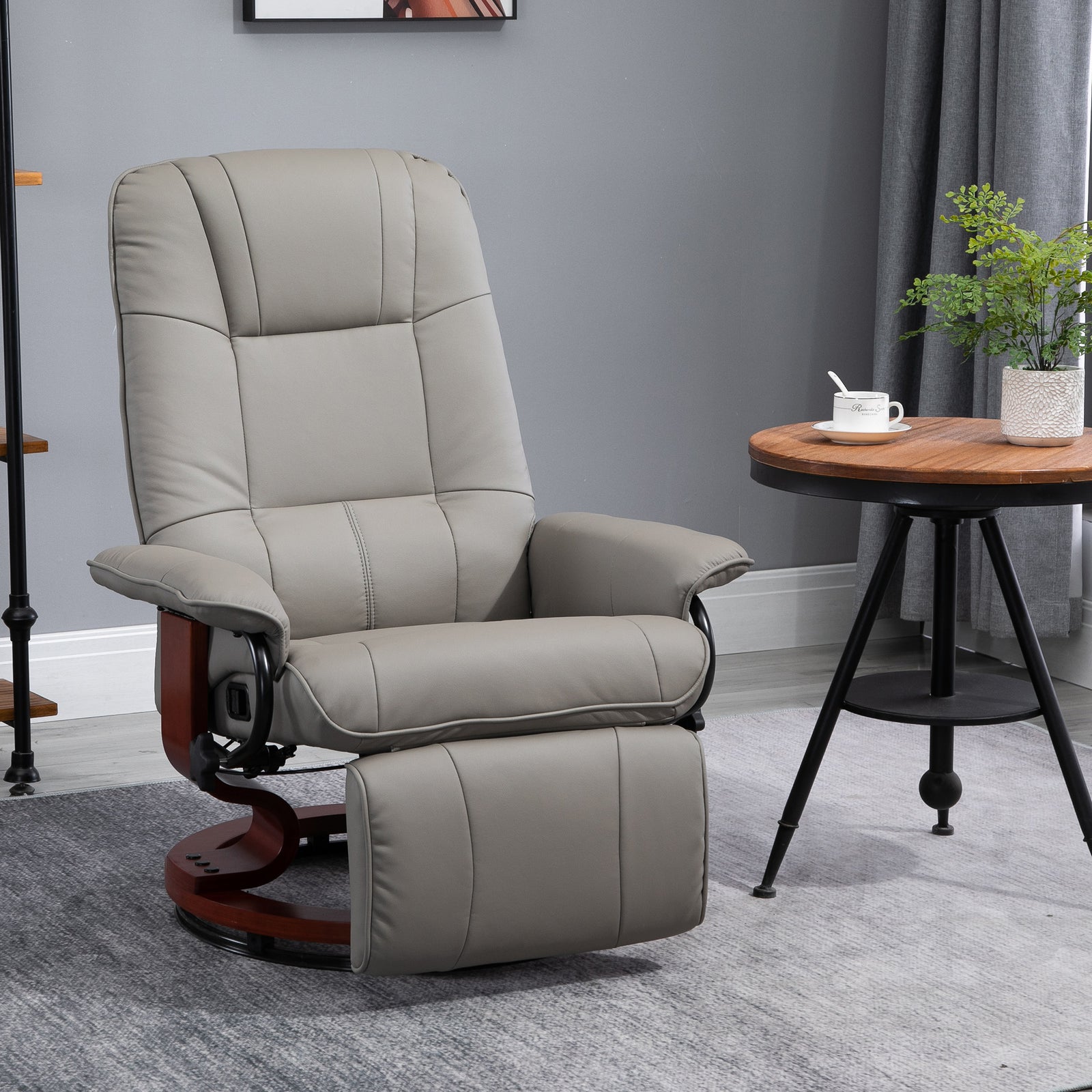 Ergonomic Office Recliner Chair Pu Leather Armchair Lounger | One Size | Gray
