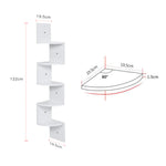 5-tier Wooden Zigzag Floating Corner Shelves Wall Mounted Rustic Corner Shelf | White