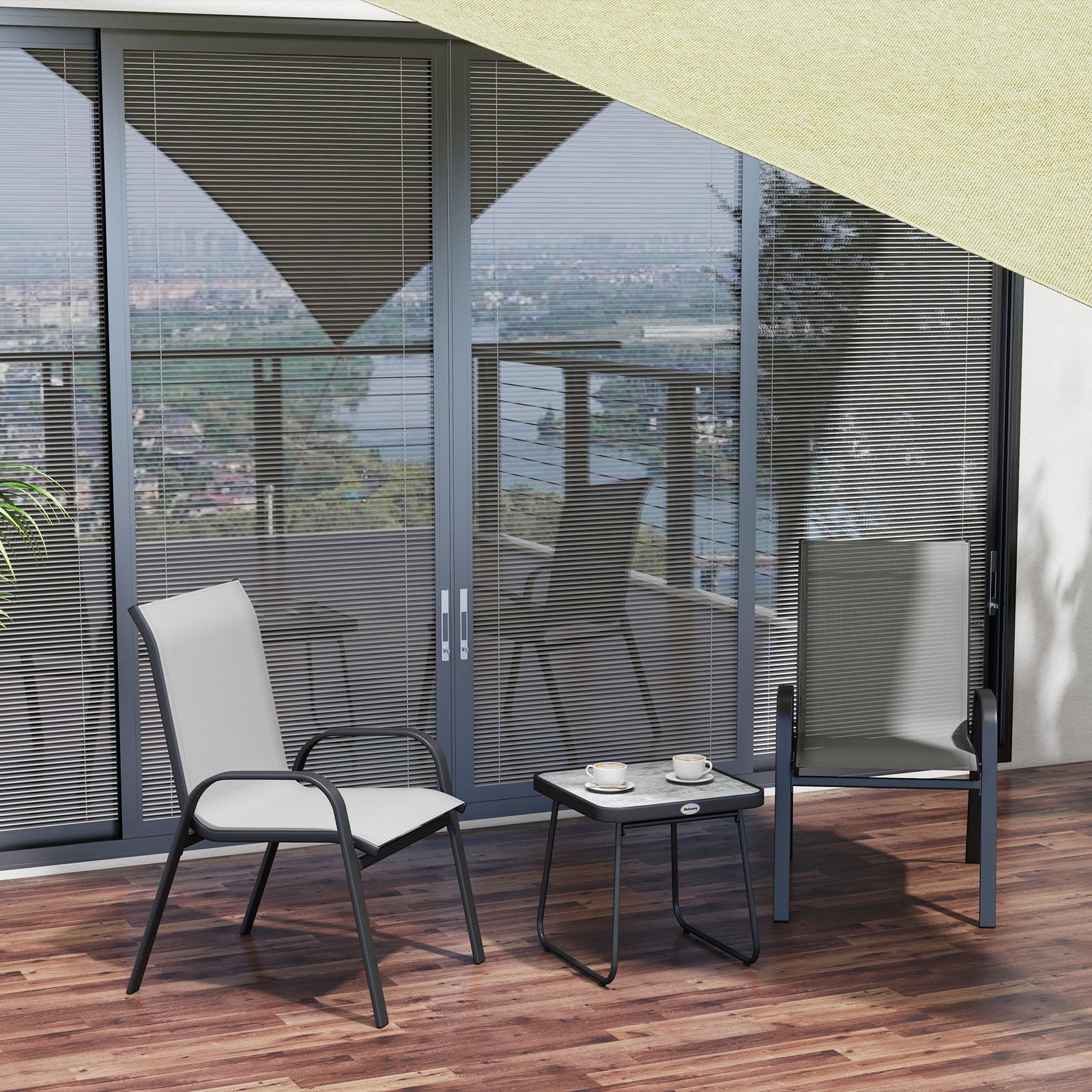 3pcs Bistro Set With Breathable Mesh Fabric And Psc Board | Light Slate Gray