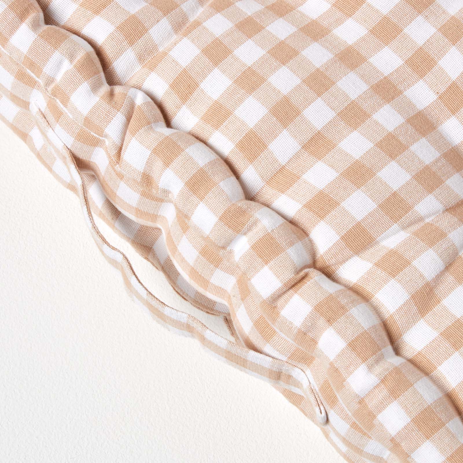Cotton Gingham Check Floor Cushion | 40cm x 40cm | Beige