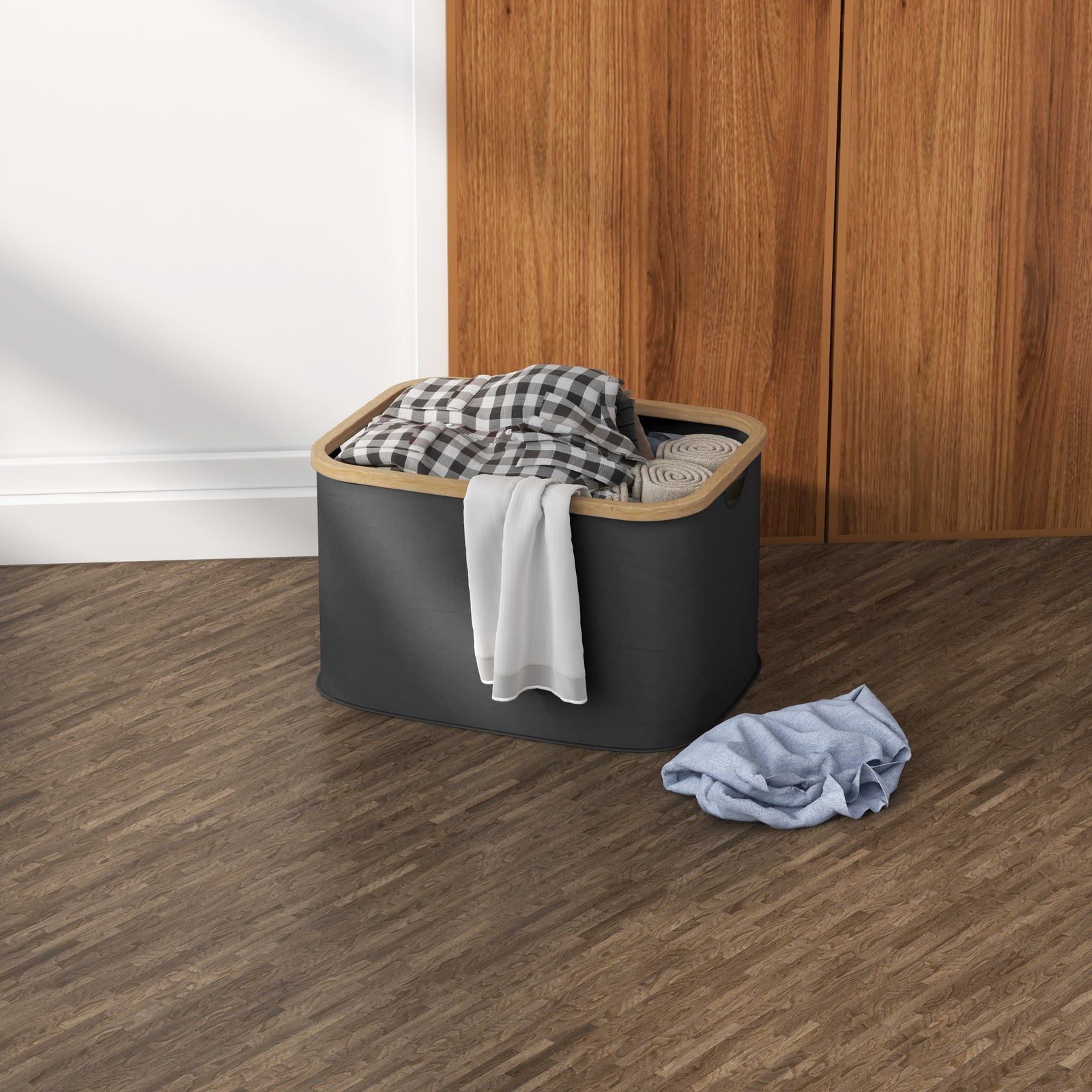 36l Collapsible Laundry Hamper, Black