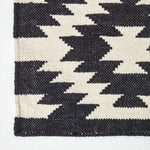Zurich Handwoven Black And White Cotton Geometric Kilim Rug | 200cm | Black & White