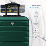 45x36x20cm Lightweight Underseat Cabin Carry On Suitcase - 100+ Airline Approved - Hard Shell Luggage - 4 Wheels | 45 x 36 x 20cm | Forest Green