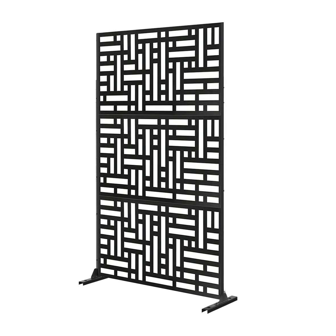 Metal Outdoor Privacy Screen 90cm X 180cm - Maze | 180cm x 90cm | Black