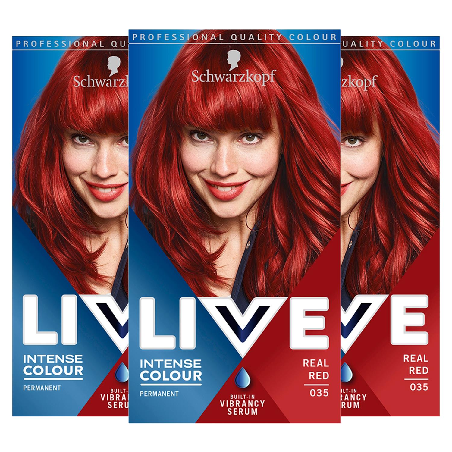 Live Real Red Permanent Hair Dye, Intense Colour 035 3 Pack