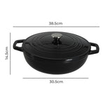 Cast Iron Enameled Dutch Oven Bread Baking Casserole Pot Self-basting Lid | Black
