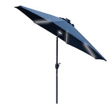 2.7m Parasol W/ Led Solar Light & Angled Canopy | Blue