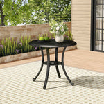 Round Cast Aluminium Garden Dining Table With Parasol Hole, 80cm Dia X 71cm H,black