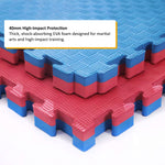 40mm Premium Reversible Eva Tatami Foam Mats  | Set-of-12 | Red & Blue
