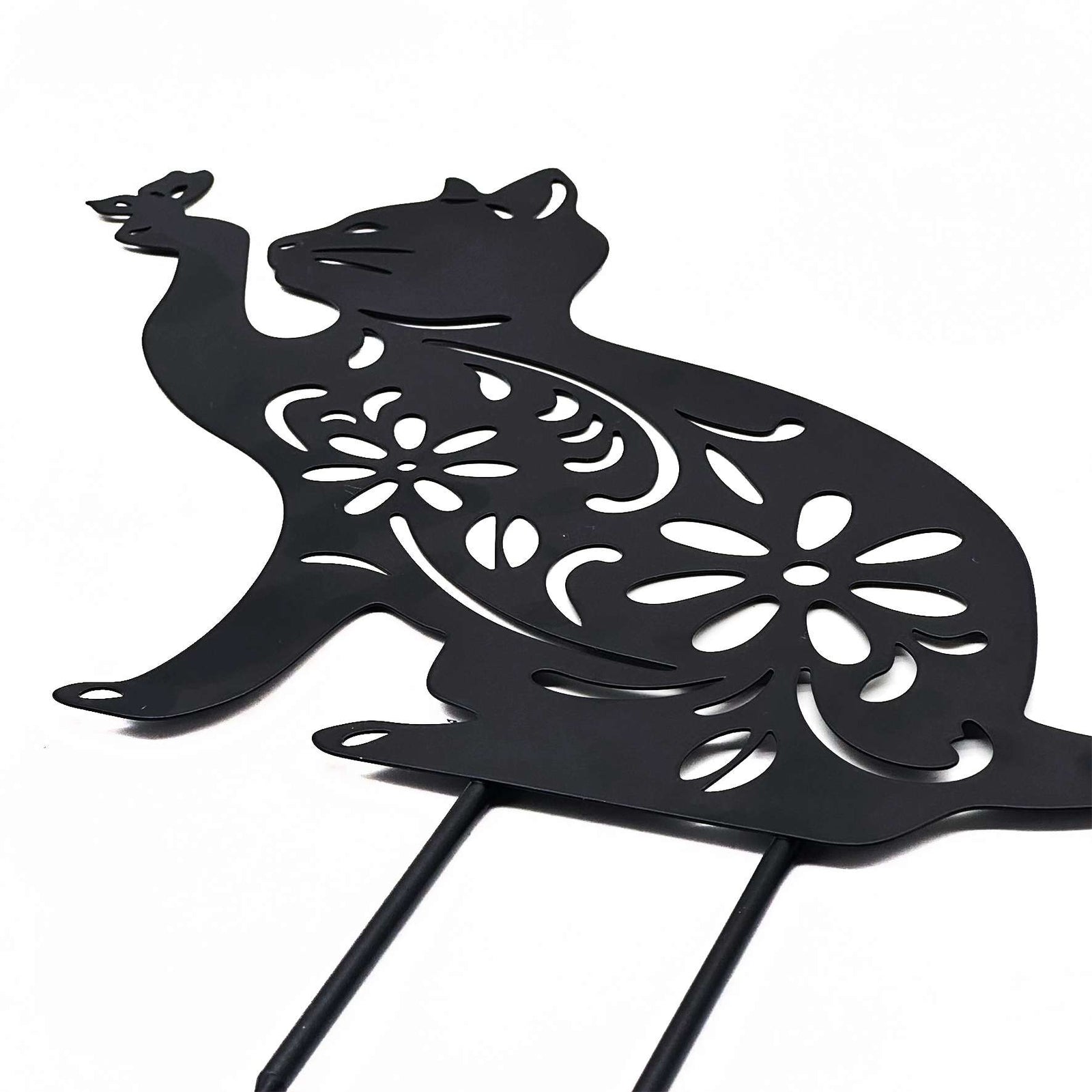 Metal Cat Silhouette Garden Ornament Outdoor Garden Decor