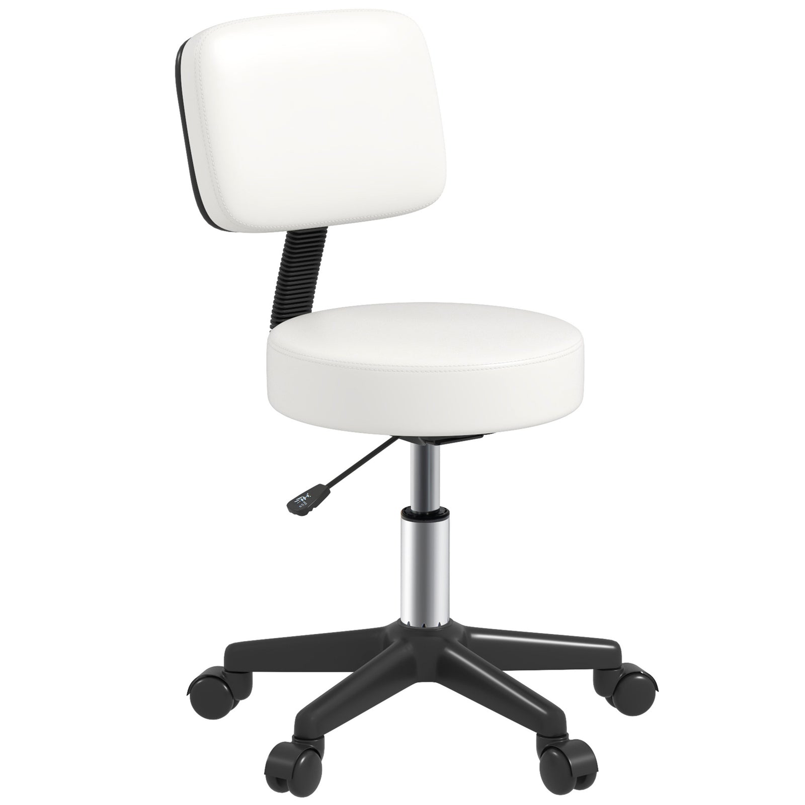 Adjustable Swivel Salon Chair Padded Seat Back 5 Wheels | One Size | White