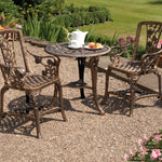 Rose Design Three Piece Bistro Set | Bronze