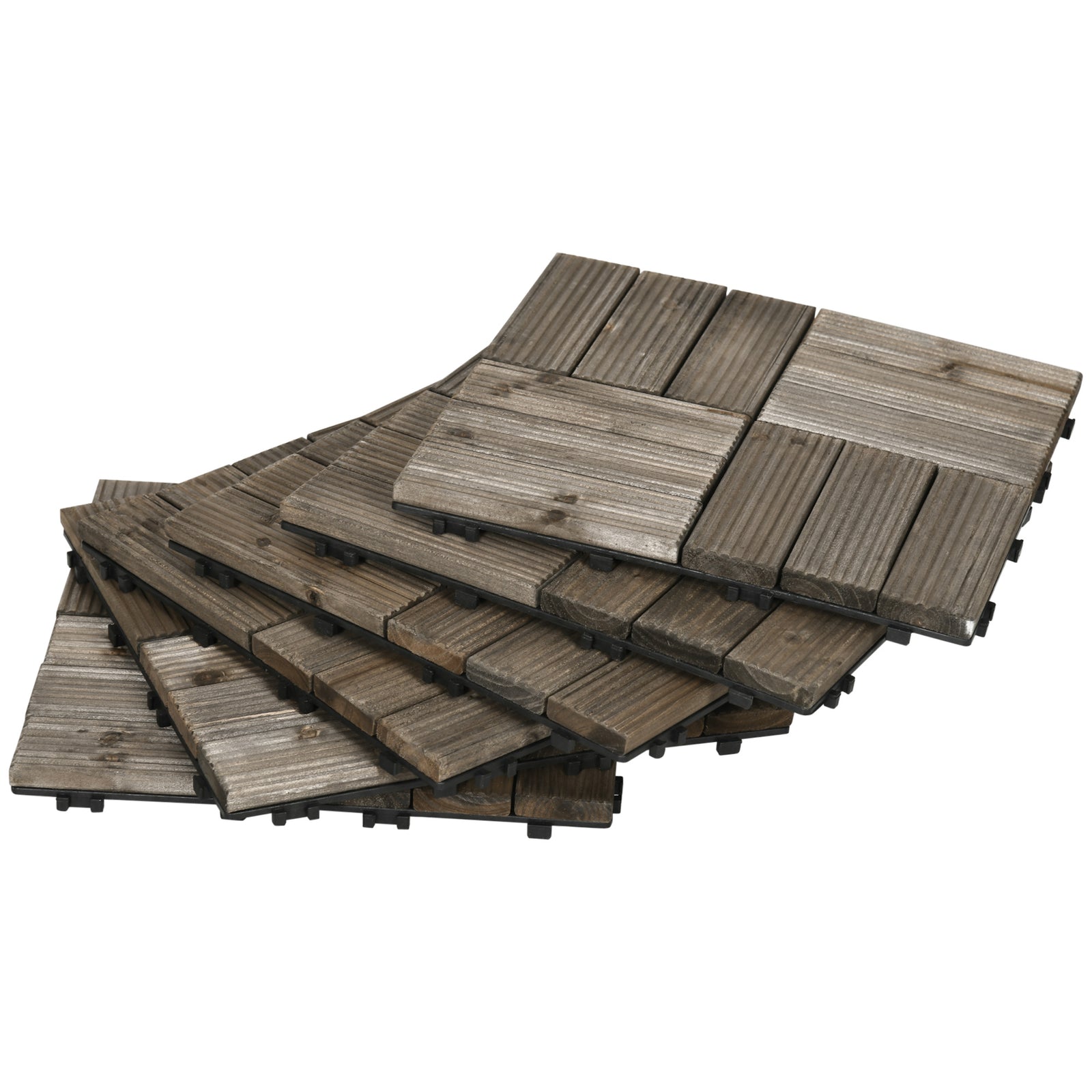 27 Pcs Brown Outdoor Flooring Tiles 30x30 Cm, 2.5㎡ Pack | Charcoal Gray