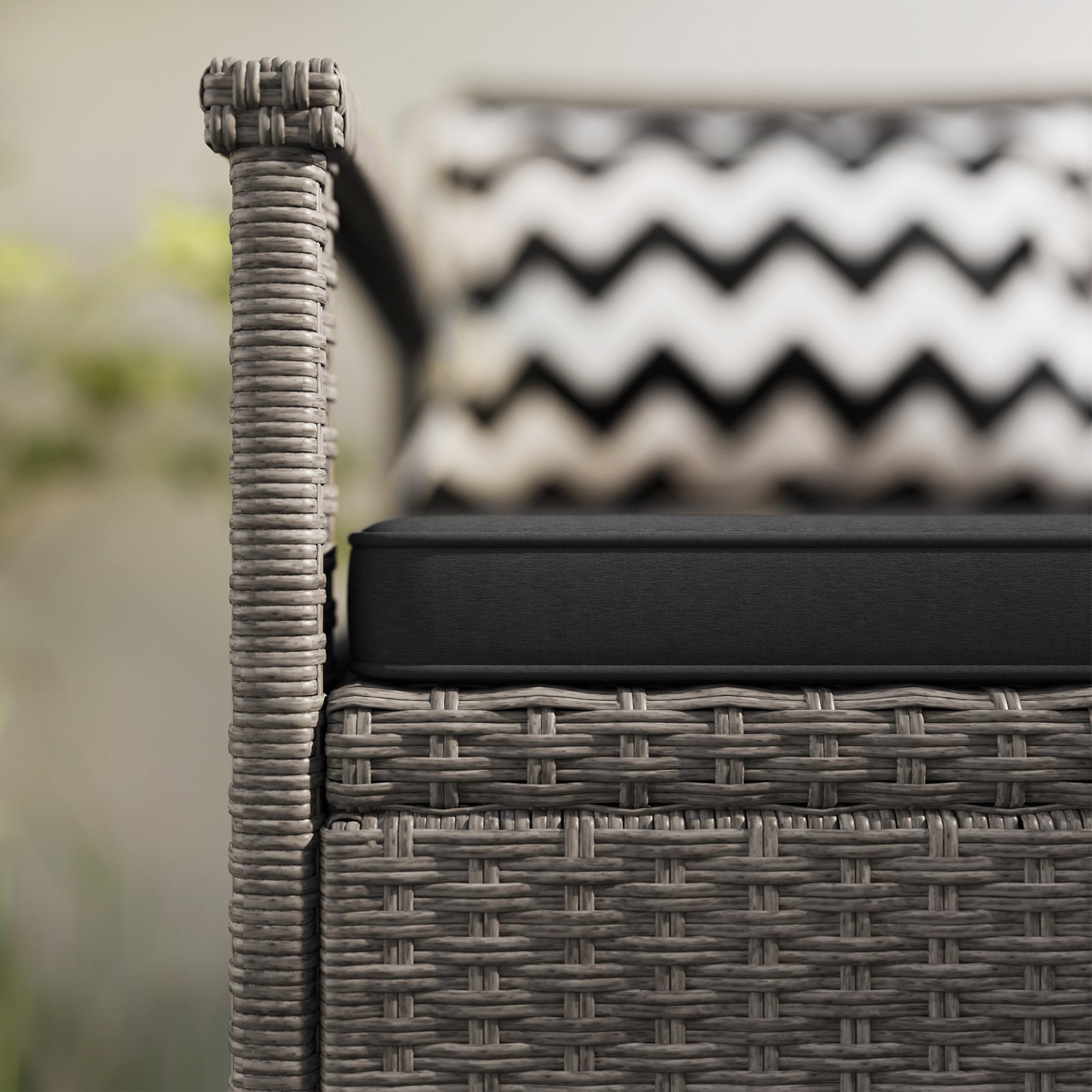 160l Rattan Garden Storage Bench, Cushioned Outdoor Bench