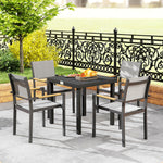 78 Cm Garden Dining Table For 4, Square Outdoor Side Table | Black
