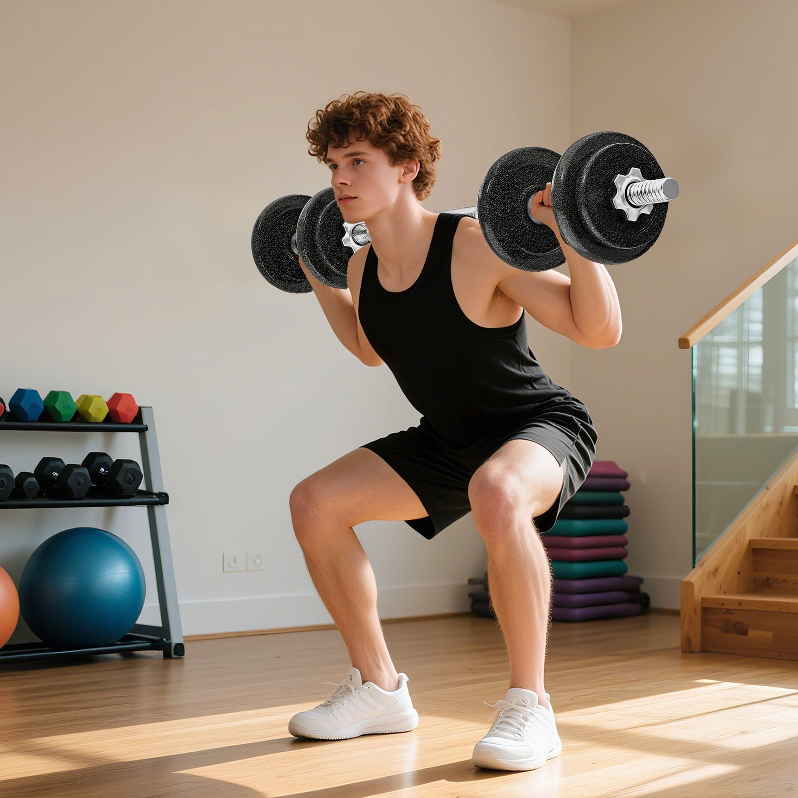 2-in-1 Adjustable Dumbbells Set, Dumbbells Set | 20kg | Grey