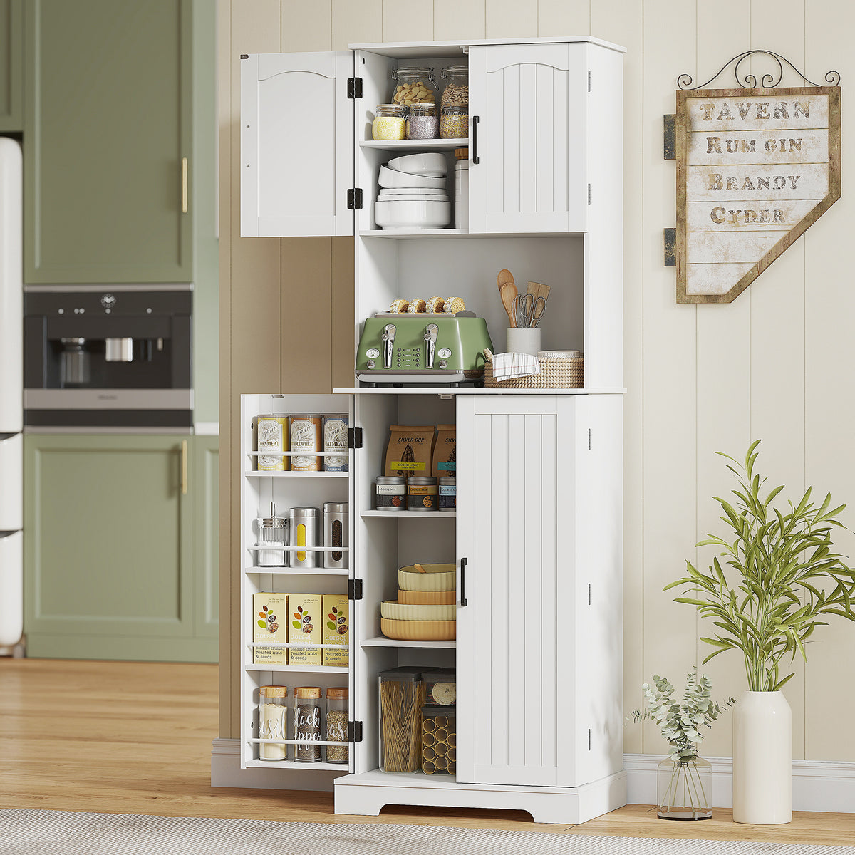 HOMCOM Storage Cabinet With Doors And Open Storage Shelf, White