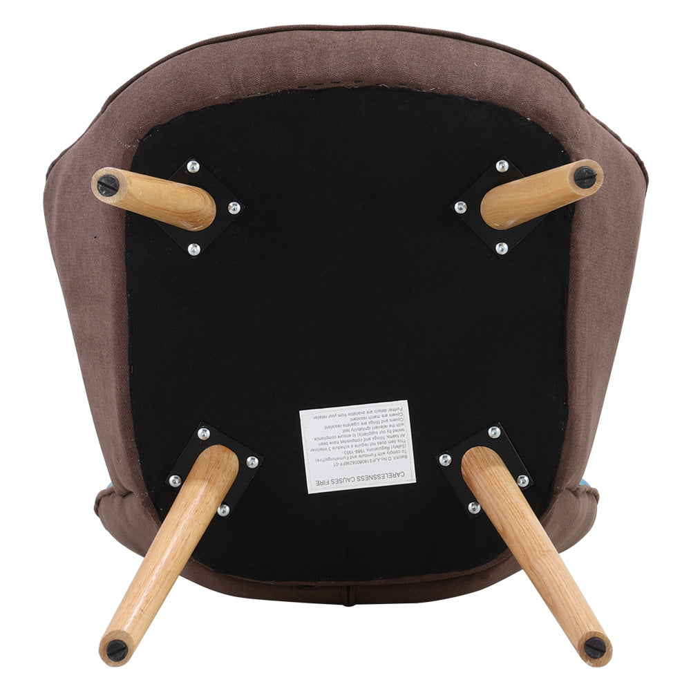 Tufted Button Linen Armchair With Wooden Legs