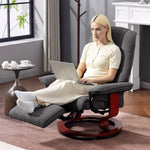 Manual Recliner Swivel Reclining Chair With Footrest Armrests | Grey