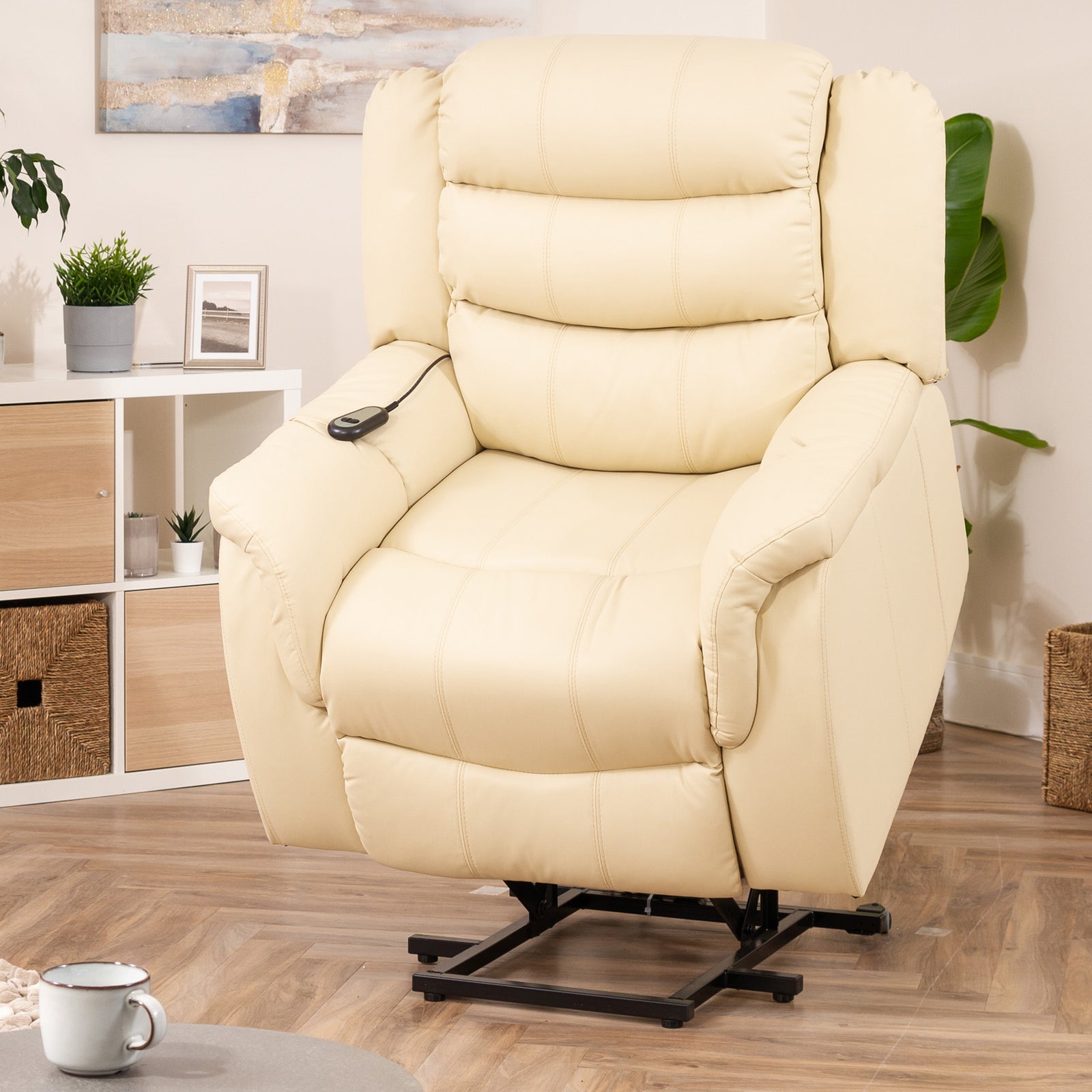 Almeira Electric Riser Recliner With Massage And Heat | Cream
