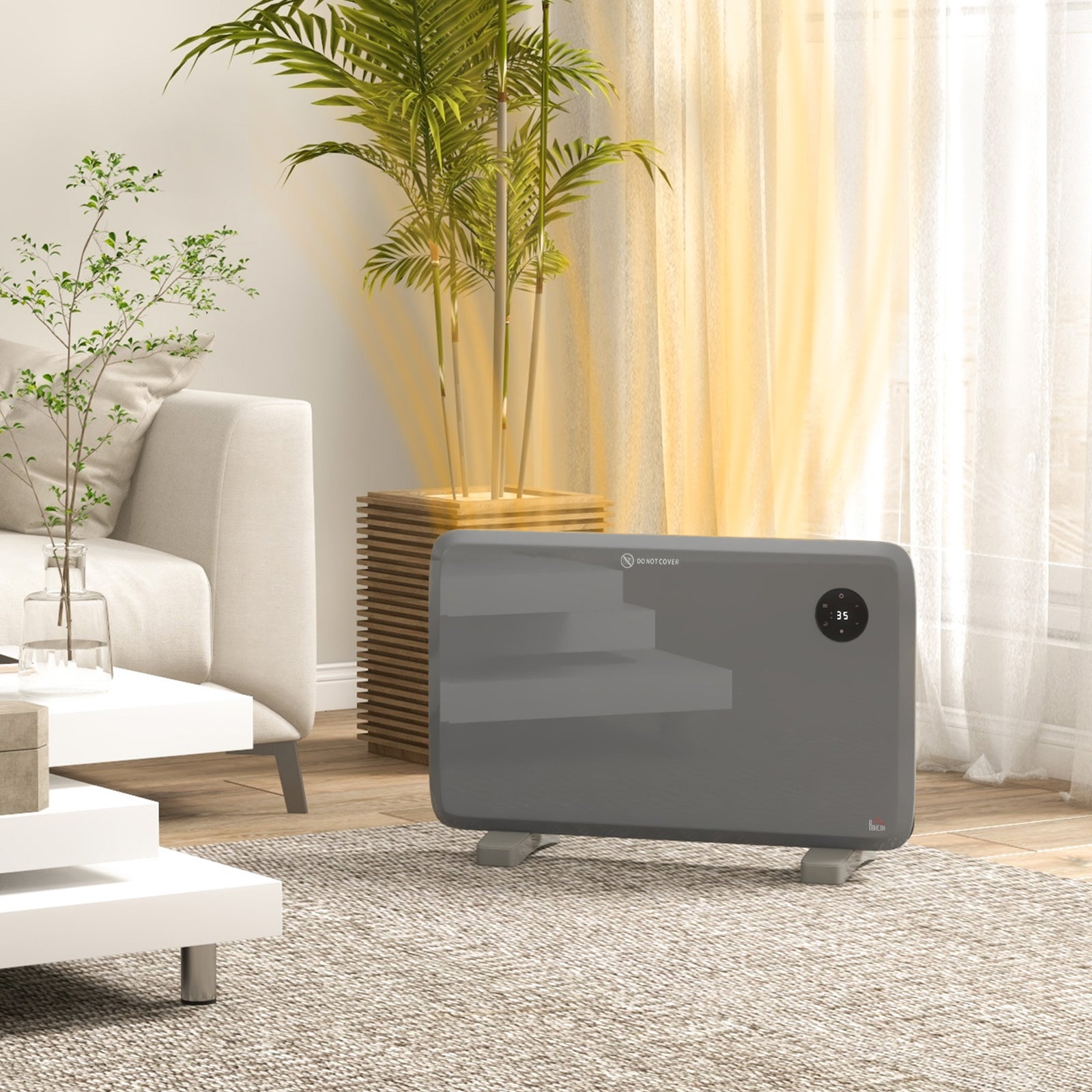1200w Electric Convector Heater Quiet With Led Display | One Size | Gray