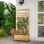 Wooden Trellis Planter With Wheels & Bed Liner