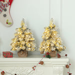 1.5ft Mini Artificial Christmas Trees, Flocked, Set Of 2