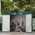 8 X 4ft Metal Garden Storage Shed With Doors And 2 Vents | Green