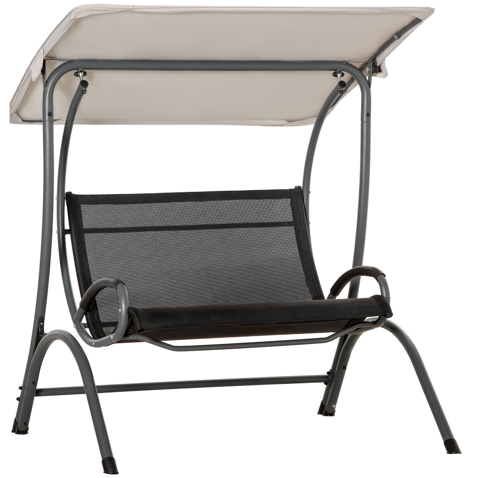 2 Seater Garden Swing Bench W/ Tilting Canopy And Texteline