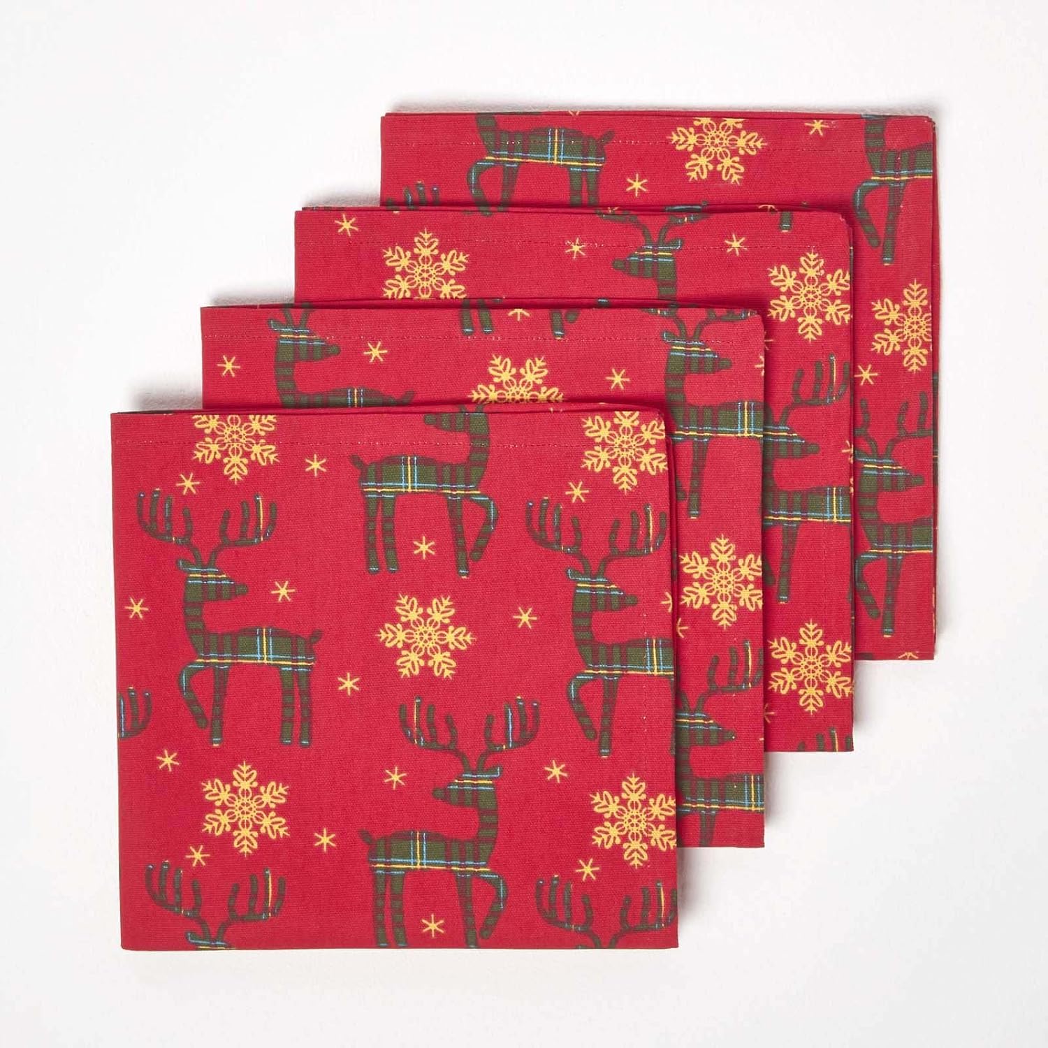Red Reindeer Christmas Napkins, Set Of 4