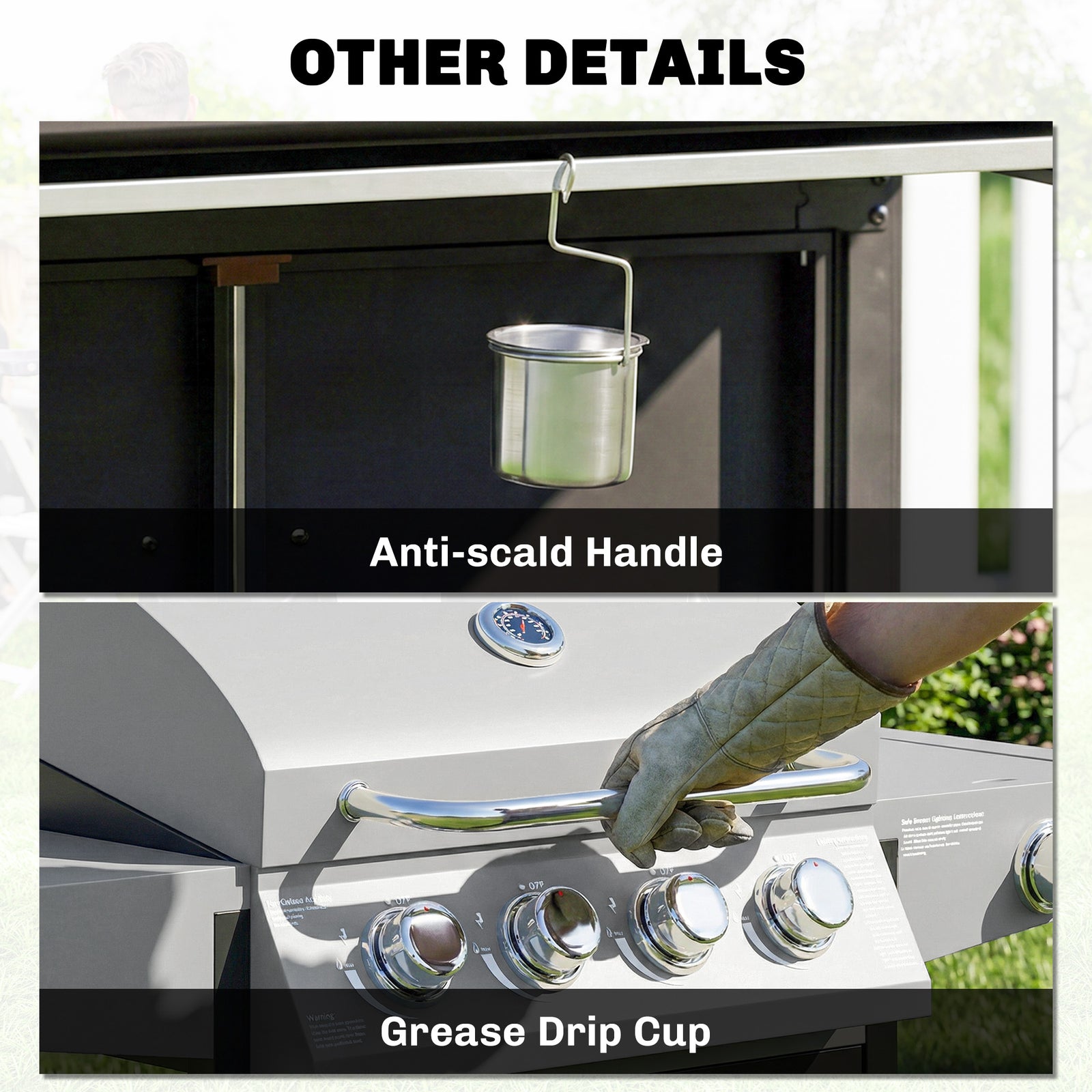 4+1 Burner Gas BBQ Grill with Side Burner, 14.5 kW Gas Grill