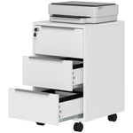 Modern 3-drawer Locking File Cabinet Mobile Filing Cabinet | White