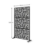 Metal Outdoor Privacy Screen 90cm X 180cm - Maze | 180cm x 90cm | Black