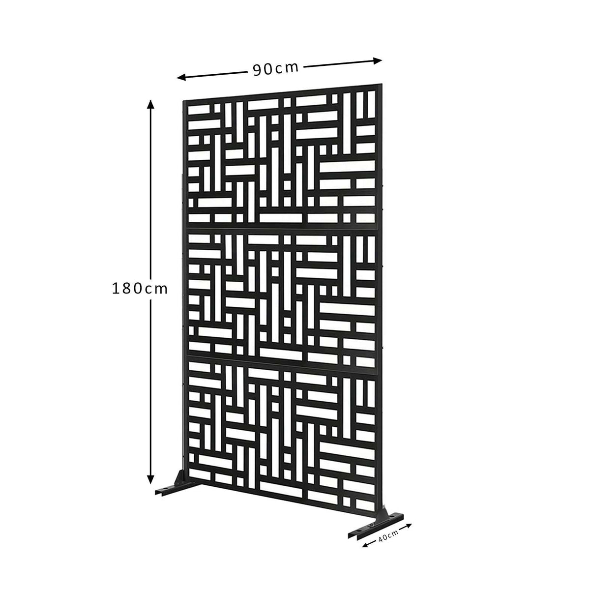 Metal Outdoor Privacy Screen 90cm X 180cm - Maze | 180cm x 90cm | Black