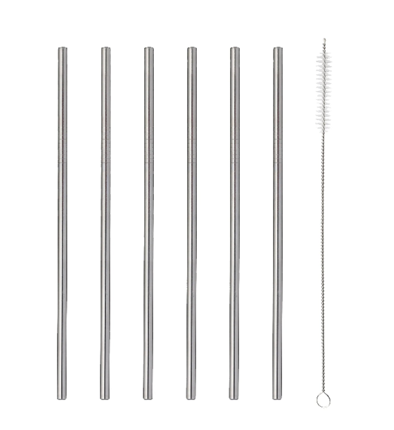 Reusable Straws Brush Drinks Set Stainless Steel 6pcs