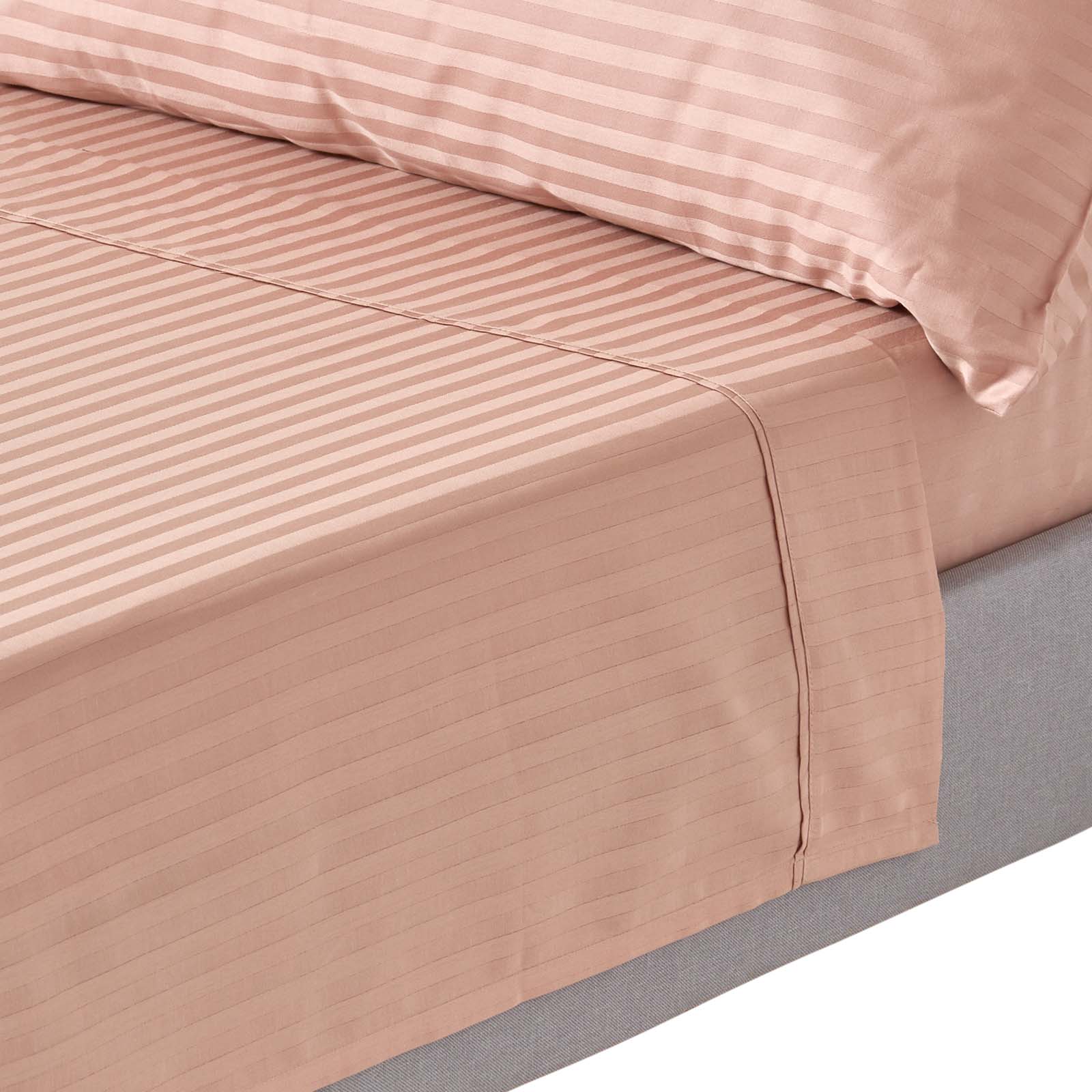 Egyptian Cotton Satin Stripe Flat Sheet 330 Tc | Double | Taupe