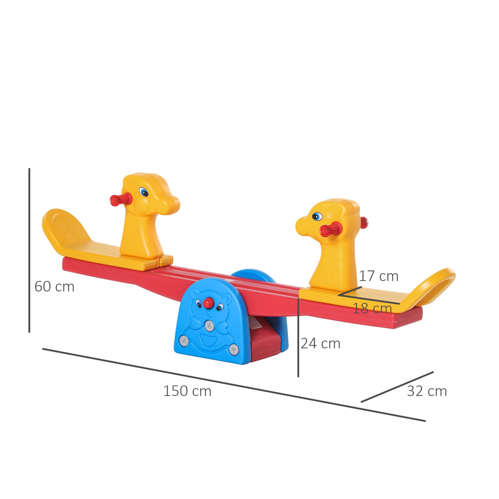 Kids Seesaw Safe Teeter Totter 2 Seats With Easy-grip Handles Multicolor